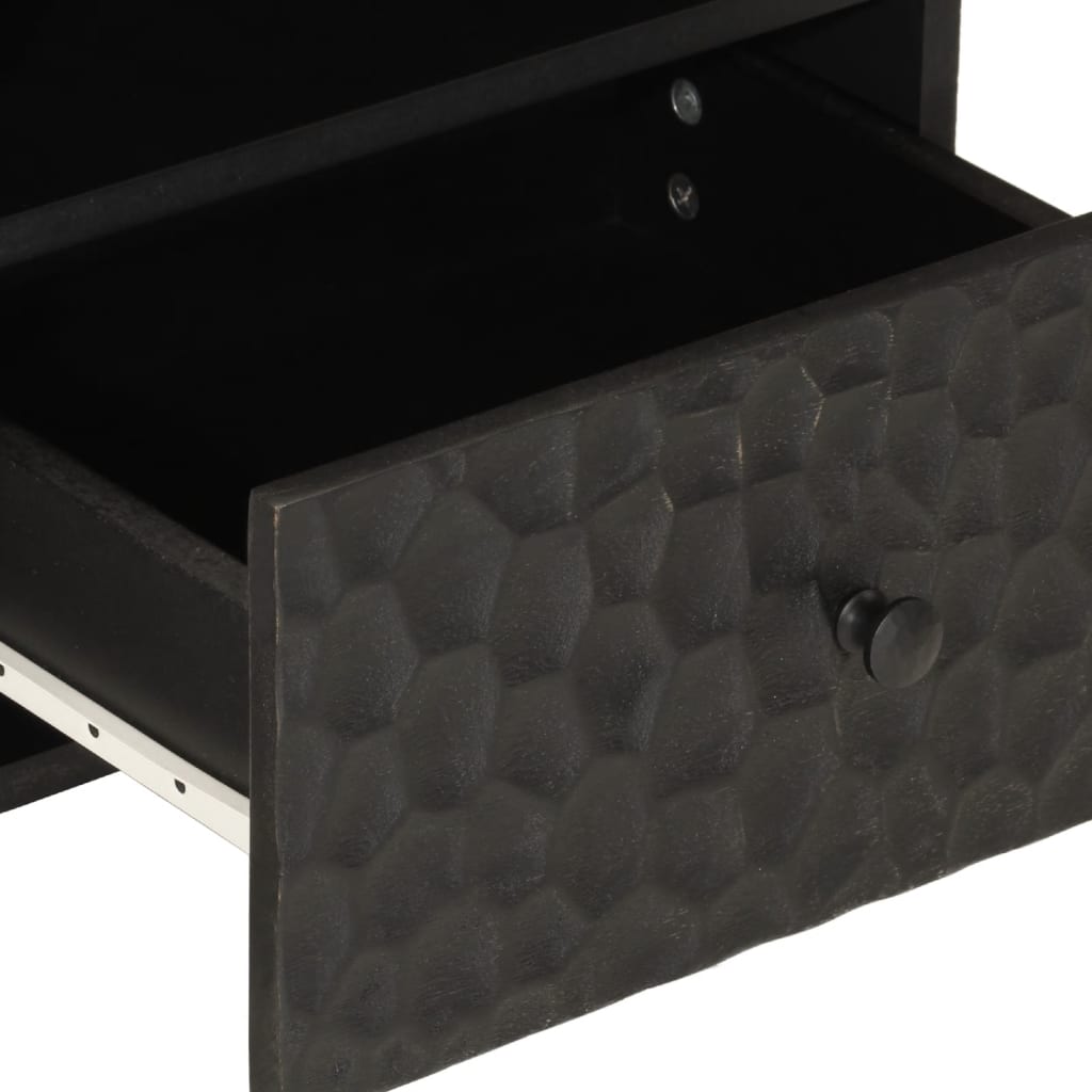 Nachttisch Schwarz 40x33x46 cm Massivholz Mango